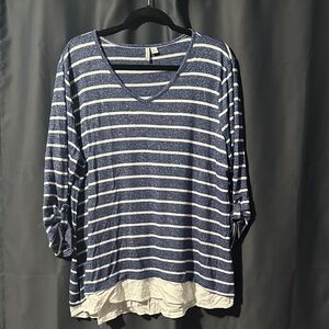 Striped Blue and White Women's Top
